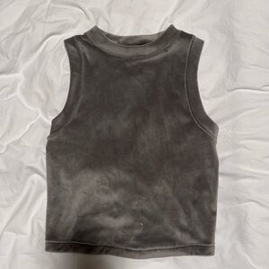 SKIMS VELOUR CREW NECK TANK | SMOKE size small